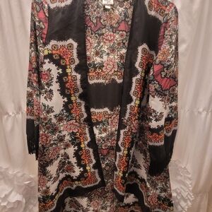 Floral Kimono with Black Accents